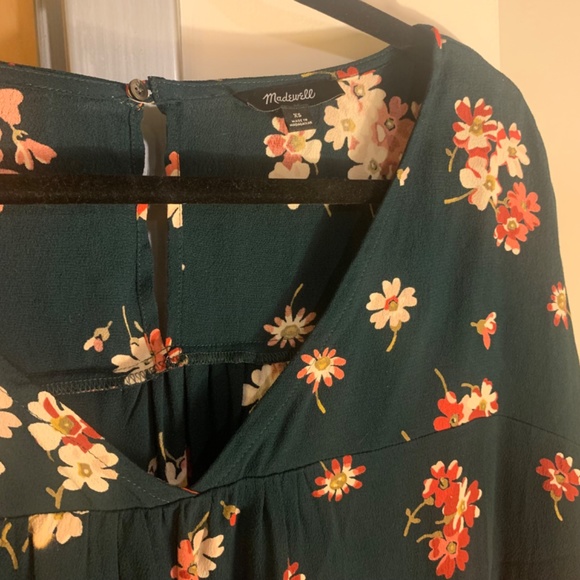 MADEWELL Top Flowy Floral Print Short Sleeve V Neck Blouse Dolman Sleeve Size XS - Picture 3 of 12